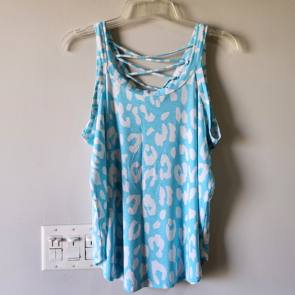 Sew In Love Blue and White Strappy Tank Top